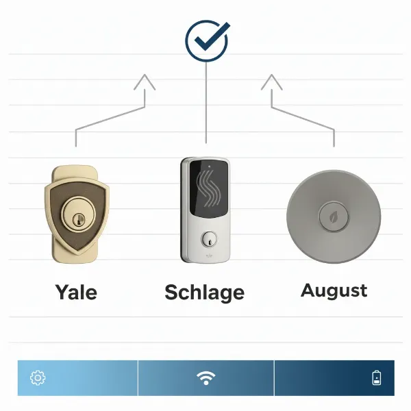 A comparison of leading smart door lock brands highlighting their features and differences in a clear, comparative visual.